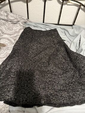 SHEIN Black Floral jacquard A-Line Skirt